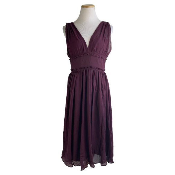 J Crew Silk Dress Size 6 Purple Chiffon Empire Waist Sleeveless Cocktail - Picture 1 of 5